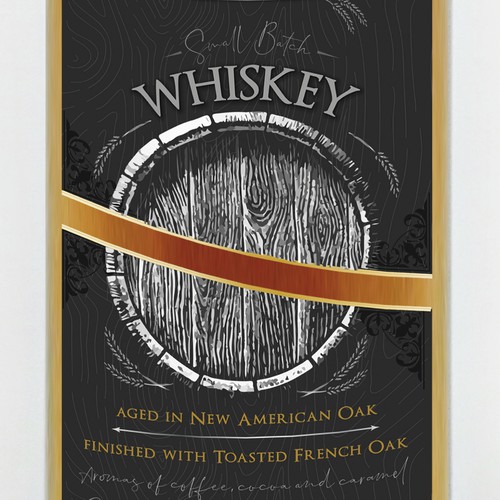 Wood label with the title 'Whiskey Bottle Label'