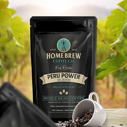 Coffee label with the title 'Home Brew Coffee Co labels'