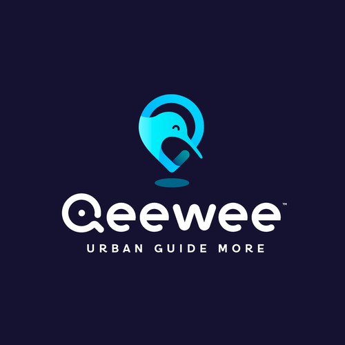Location pin logo with the title 'Qeewee'