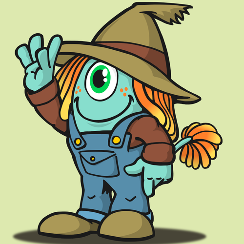 Alien design with the title 'Costume character for farm fair'