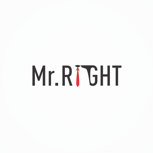 Dating app logo with the title 'Mr RIGHT'