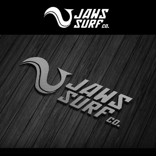 Surfboard logo with the title 'Jaws surf'