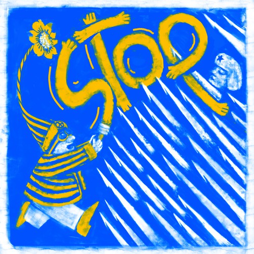 Brush illustration with the title 'Stop War'