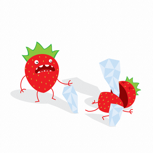 Strawberry design with the title 'strawberries not having fun'