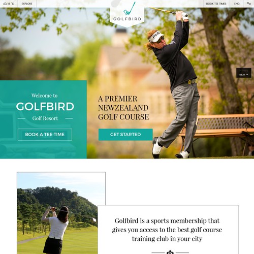 Sports website with the title 'Everyone has to play golf, make a catchy webpage for Golfbird!'