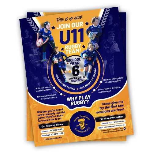 Camp design with the title 'School baseball sports'