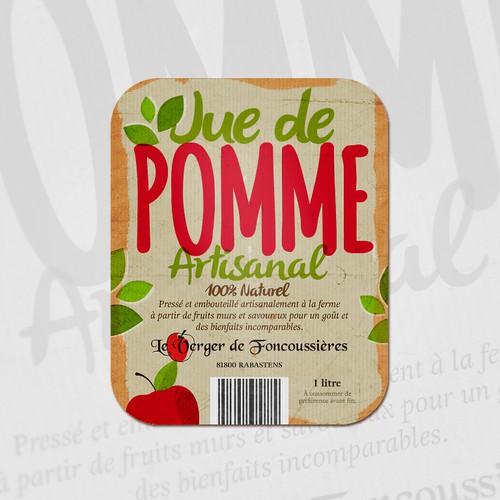 Recycling design with the title '100% Natural Apple Juice Label Design'