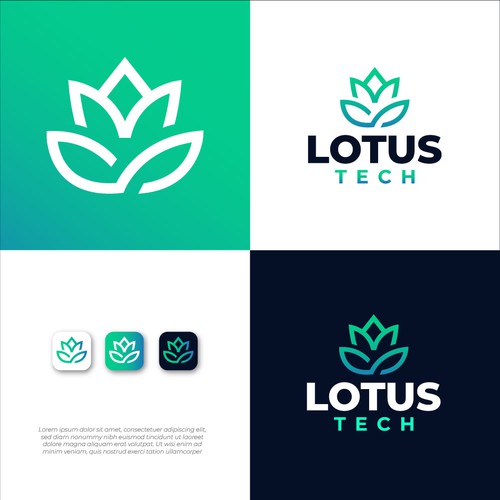 Web design logo with the title 'Lotus tech logo design'