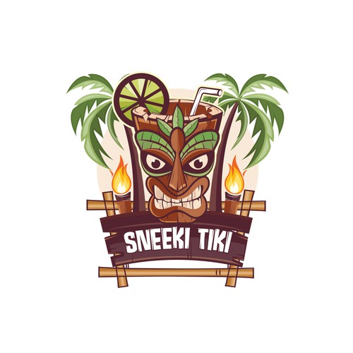 Tiki logo with the title 'This mascot logo design for a tiki restaurant & bar.'