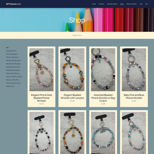 Design with the title 'BFR Beads LLC Squarespace Ecommerce Training'
