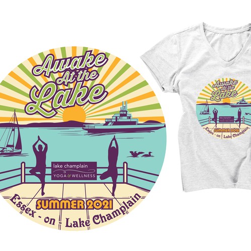 Yoga t-shirt with the title 'Lake Champlain Yoga'