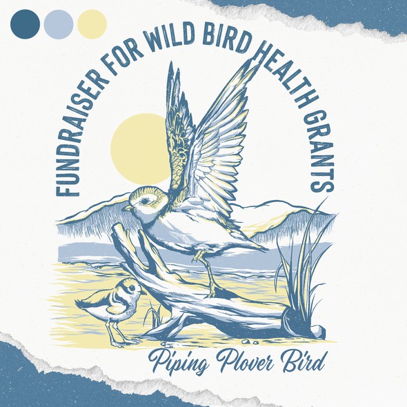 Sea design with the title 'Piping Plover Bird Tshirt Design - Fundraiser for Wild Bird Health Grants'