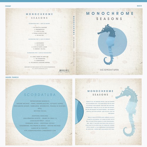 Blue artwork with the title 'Minimalist design for instrumental album'