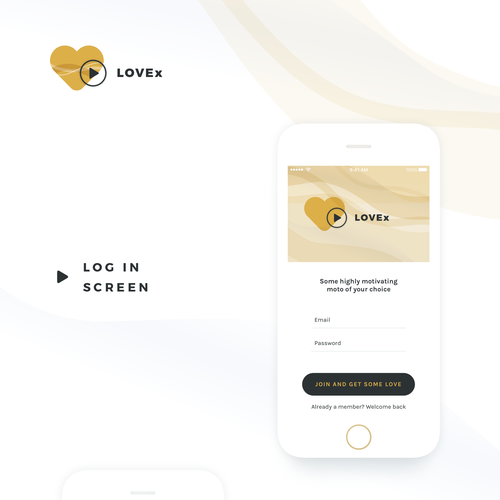 UI design with the title 'UI & UX design for IOS app with audio healing sessions - Part 1'