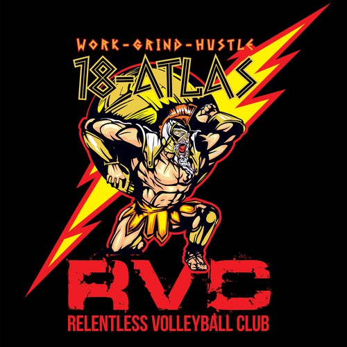 God design with the title 'Relentless Volleyball Club, 18-ATLAS'