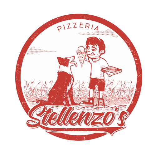 Pizzeria design with the title 'logo design for Stellenzos pizzeria'