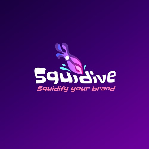 Squid logo with the title 'Purple Squid for a Branding Company'