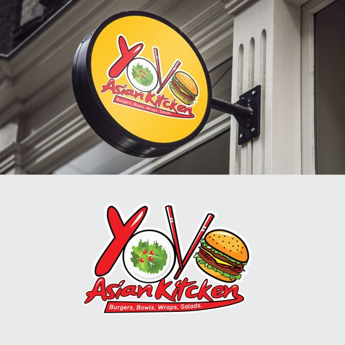 Chopsticks design with the title 'Asian Food Restaurant Logo '