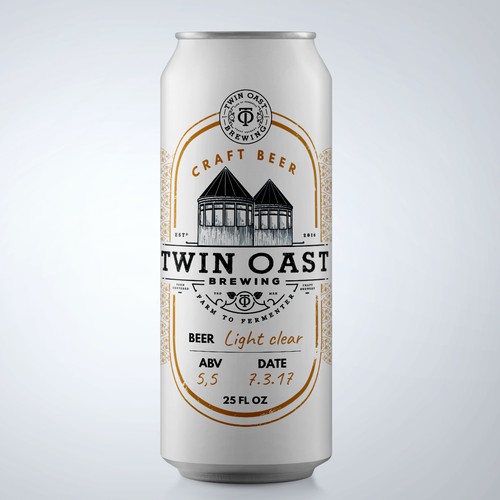 Black label with the title 'Label Design for Rustic Craft Brewery'
