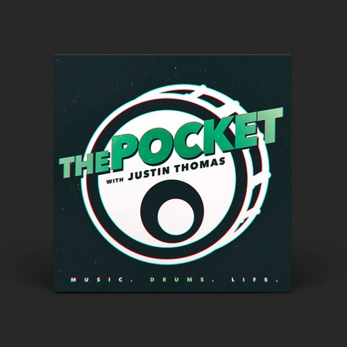 Podcast design with the title 'The Pocket with Justin Thoma'