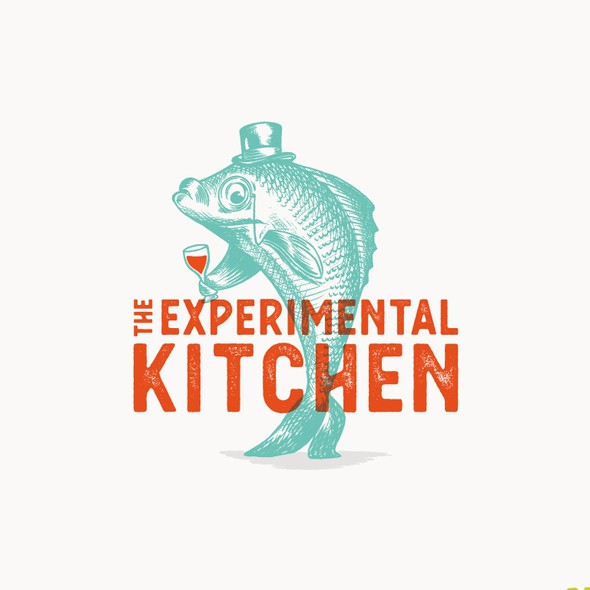 Funny logo with the title 'Illustrated neo vintage fish logo'