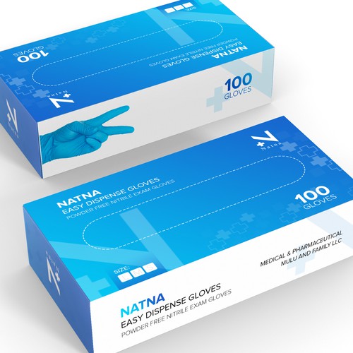 Professional label with the title 'Dispense Gloves package design'