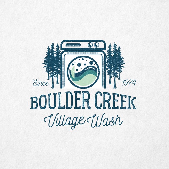 Laundromat logo with the title 'Boulder Creek Village Wash'