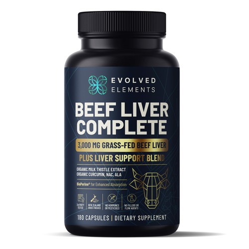 Label with the title 'Label Design for beef liver supplement'