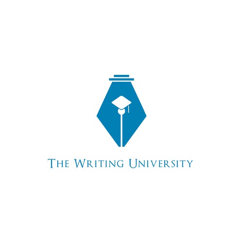 Writing logo with the title 'A modern take on traditional symbols related to writing and education.'