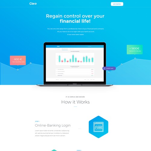 Graph design with the title 'Clara - regain control over your financial life'