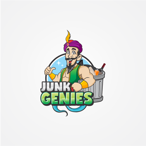 Wish logo with the title 'mascot character logo design for junk genies'