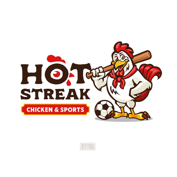 Chicken design with the title 'Hot Streak Chicken + Sports'