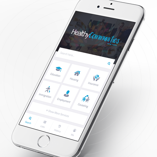 Tile design with the title 'App Design for Health Communities'