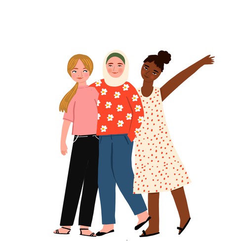 Fashion design artwork with the title 'Illustration '