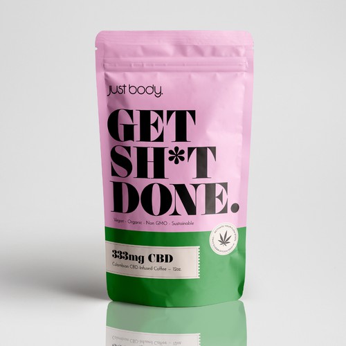 Pink packaging with the title 'Colorful Coffee Packaging'