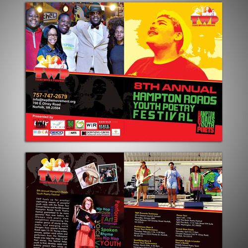 Poetry design with the title 'Bifold for Hampton Roads Youth Poetry Festival'