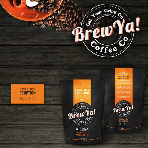 Pouch packaging with the title 'BrewYA'