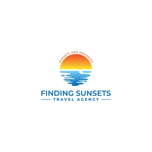 Travel agency logo with the title 'Finding Sunsets Travel Agency'
