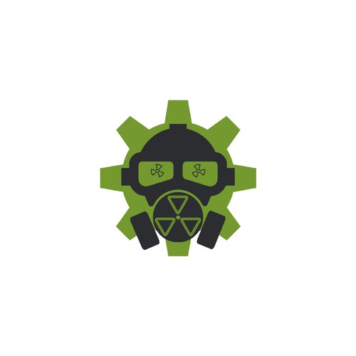Gas mask logo with the title 'Automobile radioactive gas mask logo'