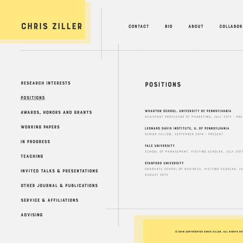 Typography website with the title 'Website Design For a Researcher'