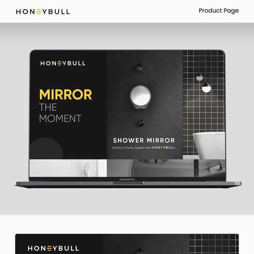 Mirror design with the title 'Premium Landing Page Design for Shower Mirror'
