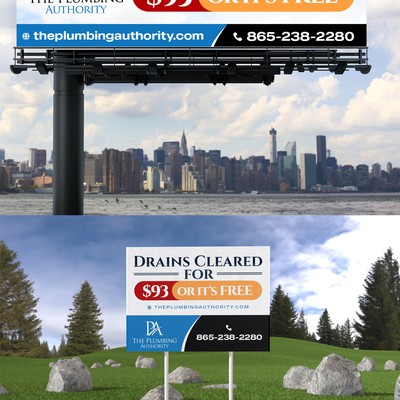 Billboard/Yard Sign Promo Campaign for Plumbing Company