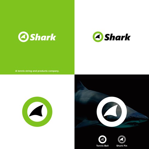 Tennis ball logo with the title 'Shark Logo'