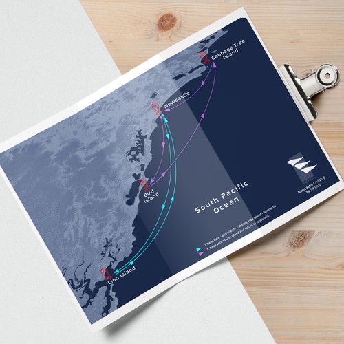 Flyer artwork with the title 'Map design for yachting races'