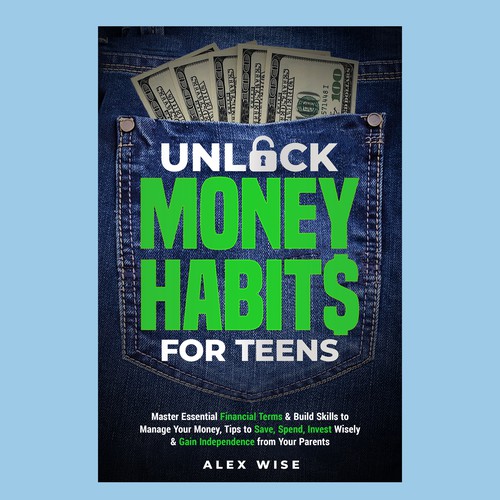 Jeans design with the title 'Unlock Money Habits for Teens'