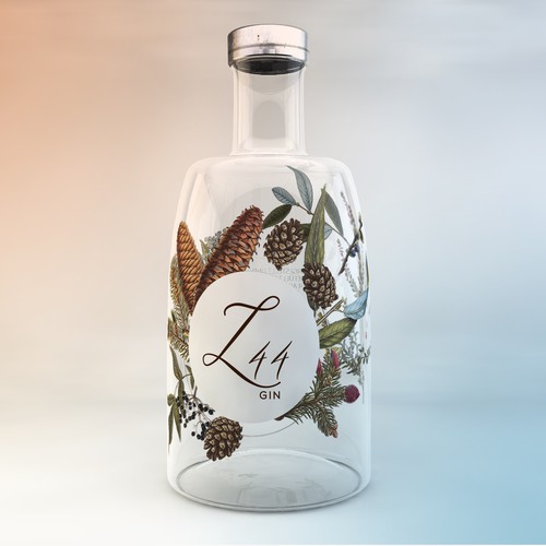 Sophisticated packaging with the title 'Gin Bottle Packaging Design'