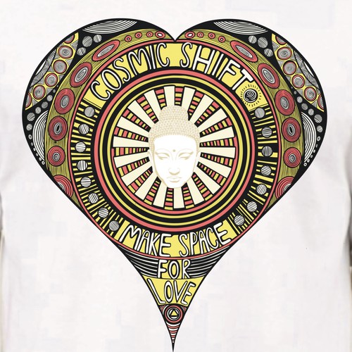 Heart t-shirt with the title 'Cosmic Shift Make Space for Love'