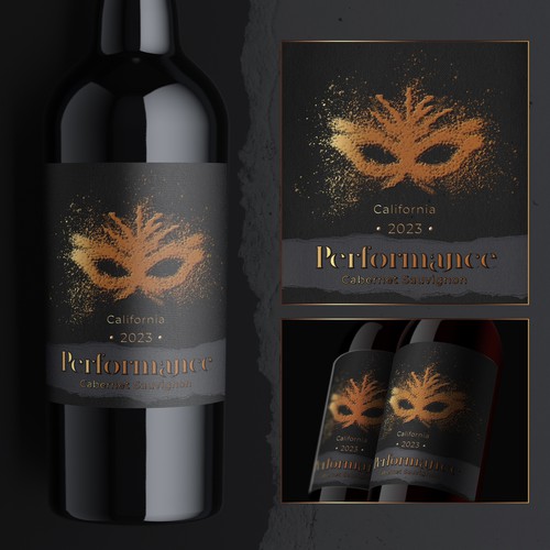 Wine packaging with the title ' Label design - Performance '