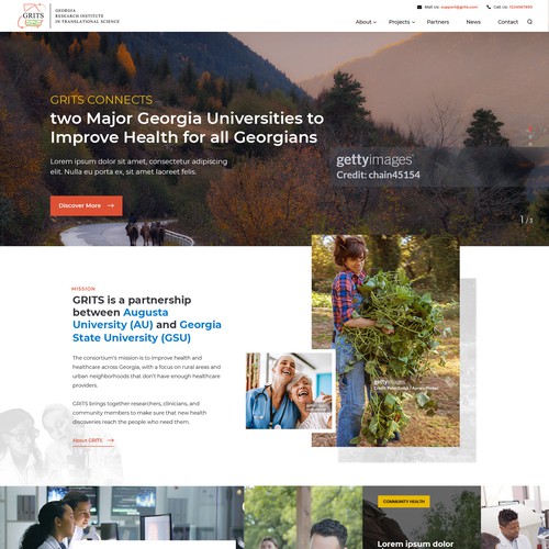 Redesigned website with the title 'Georgia Research Institute in Translational Science Website Design'