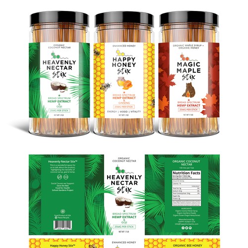 Hemp label with the title 'Family of Labels For CBD Sticks'